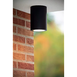 VOLANTIS outdoor ceiling spotlight 1xE27 black (Lucide)