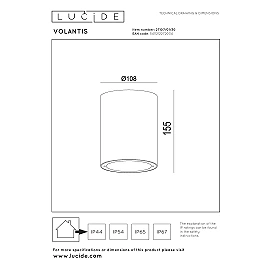 VOLANTIS outdoor ceiling spotlight 1xE27 black (Lucide)