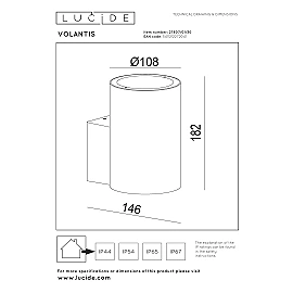 VOLANTIS outdoor wall spotlight 1x40W E27 black (Lucide)