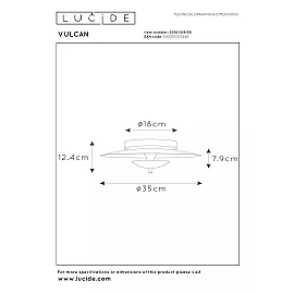 VULCAN flush ceiling light Ø35 cm LED 9W 3000K black (Lucide)