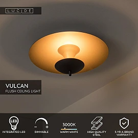 VULCAN flush ceiling light Ø35 cm LED 9W 3000K black (Lucide)
