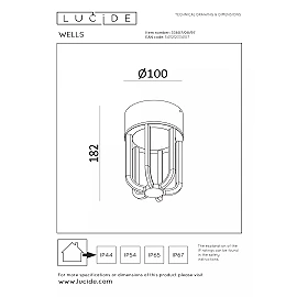 WELLS outdoor ceiling light Ø10 cm LED 8W 2700K IP54 rust brown (Lucide)