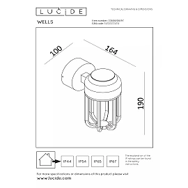 WELLS LED outdoor wall light 1 x 8 W 2700K rust brown (Lucide)