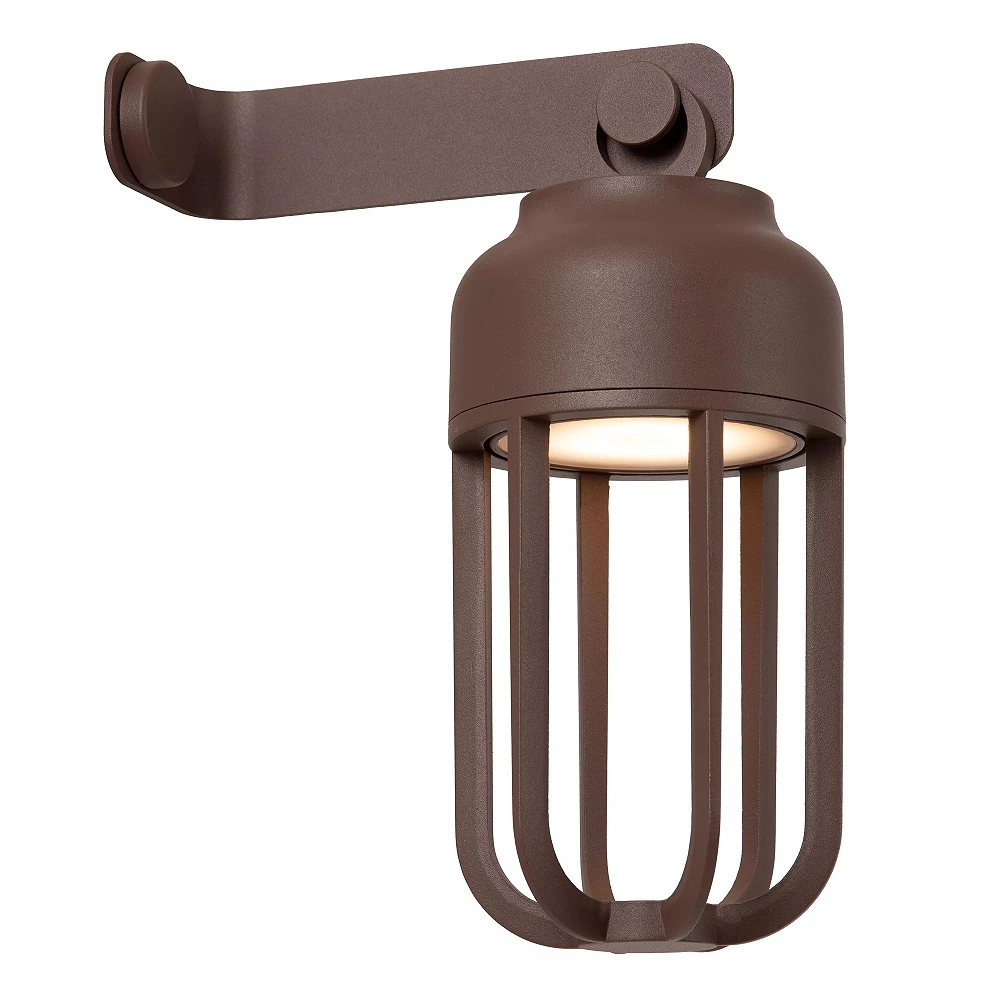 WELLS rechargeable outdoor wall light LED 5W CCT IP54 rust brown (Lucide)