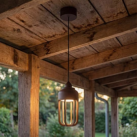 WELLS outdoor pendant light LED 1x8W 2700K rust brown (Lucide)