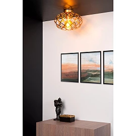 WOLFRAM flush ceiling light Ø 30 cm 1xE27 matt gold / brass (Lucide)