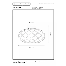 WOLFRAM griestu lampa Ø30 cm 1 x E27 melna (Lucide)