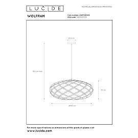 WOLFRAM pendant light Ø 65 cm 1xE27 matt gold / brass (Lucide)