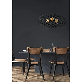 WOLFRAM pendant light Ø100 cm 3xE27 Black (Lucide)