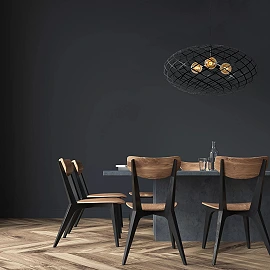 WOLFRAM pendant light Ø100 cm 3xE27 Black (Lucide)