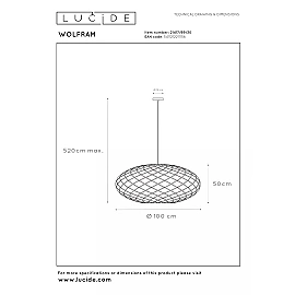 WOLFRAM pendant light Ø100 cm 3xE27 Black (Lucide)