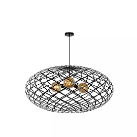 WOLFRAM pendant light Ø100 cm 3xE27 Black (Lucide)
