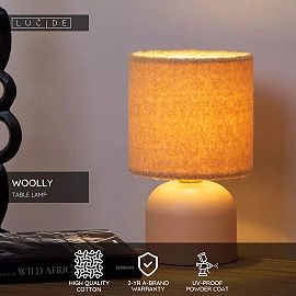 WOOLLY Table lamp Ø16 cm E14 ocher yellow (Lucide)