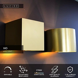 XIO sienas lampa kvadrātveida LED dimmējama G9 1x4W 2700K matēta zelta/misiņa (Lucide)