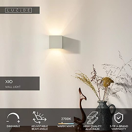 XIO sienas lampa kvadrātveida LED dimmējama G9 1x4W 2700K balta (Lucide)