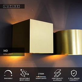 XIO sienas lampa pusapaļa LED dimmējama G9 1x3.5W 2700K matēta zelta/misiņa (Lucide)