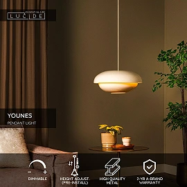 YOUNES pendant light Ø 40 cm 1xE27 Cream (Lucide)