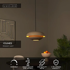 YOUNES pendant light Ø 40 cm 1xE27 Taupe (Lucide)