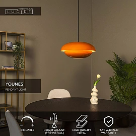 YOUNES pendant light Ø 40 cm 1xE27 Orange (Lucide)