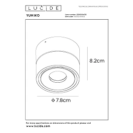YUMIKO ceiling spotlight Ø7.8 cm LED 10W 2700K black (Lucide)