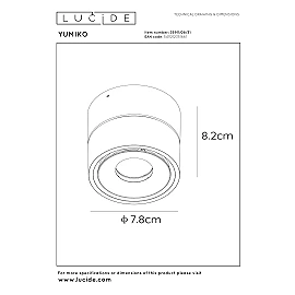 YUMIKO ceiling spotlight Ø7.8 cm LED 10W 2700K white (Lucide)