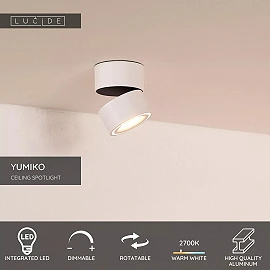 YUMIKO ceiling spotlight Ø7.8 cm LED 10W 2700K white (Lucide)