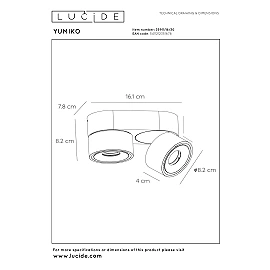 YUMIKO ceiling spotlight LED 2x10W 2700K black (Lucide)