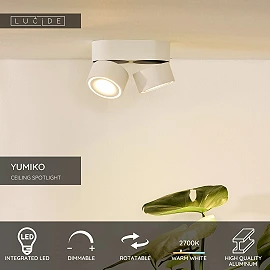 YUMIKO ceiling spotlight LED 2x10W 2700K white (Lucide)