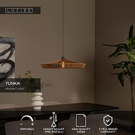 YUNKAI Pendant light Ø70 cm E27 natural (Lucide)