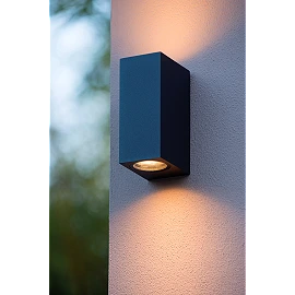 ZARO outdoor wall spotlight 2xGU10 Black (Lucide)