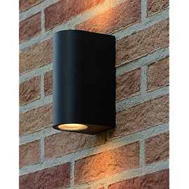 ZARO outdoor wall spotlight 2xGU10 Black (Lucide)