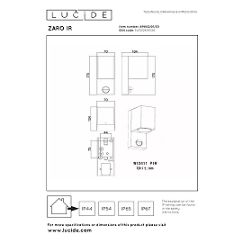 ZARO outdoor wall spotlight 1xGU10 with motion sensor Black (Lucide)