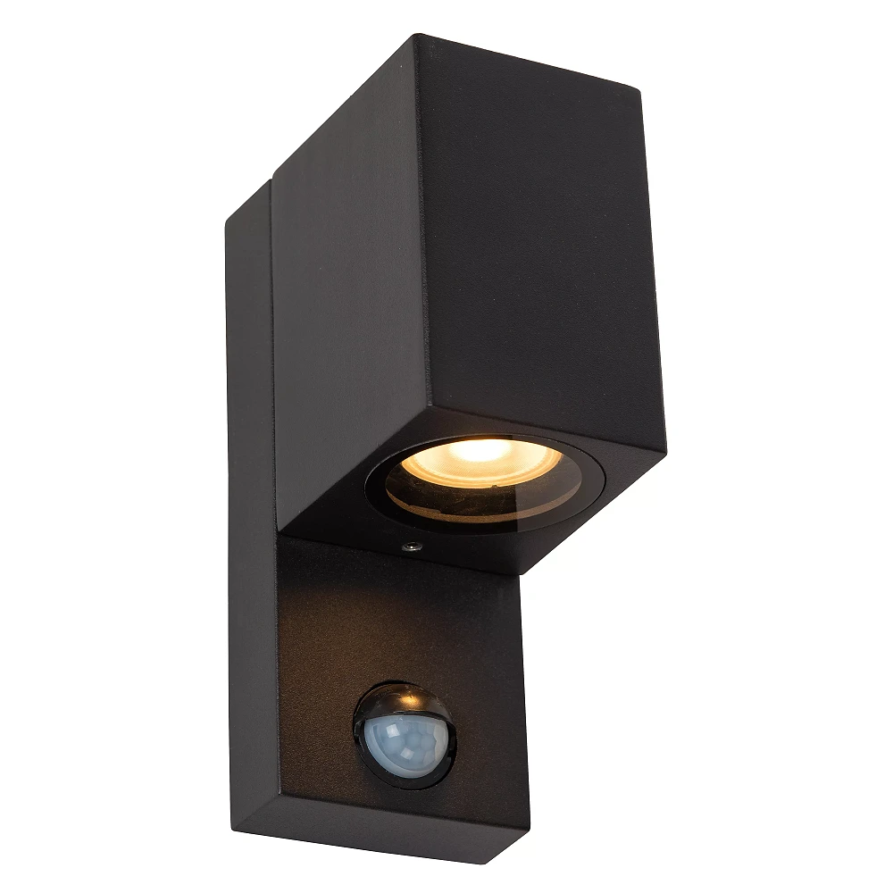 ZARO outdoor wall spotlight 1xGU10 with motion sensor Black (Lucide)