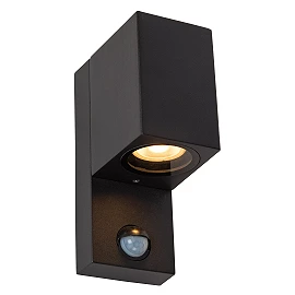 ZARO outdoor wall spotlight 1xGU10 with motion sensor Black (Lucide)