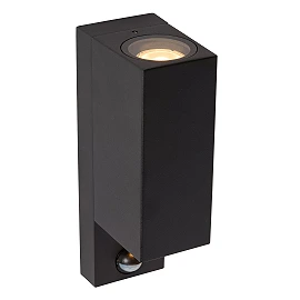 ZARO outdoor wall spotlight 2xGU10 with motion sensor Black (Lucide)