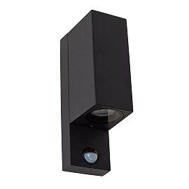 ZARO outdoor wall spotlight 2xGU10 with motion sensor Black (Lucide)