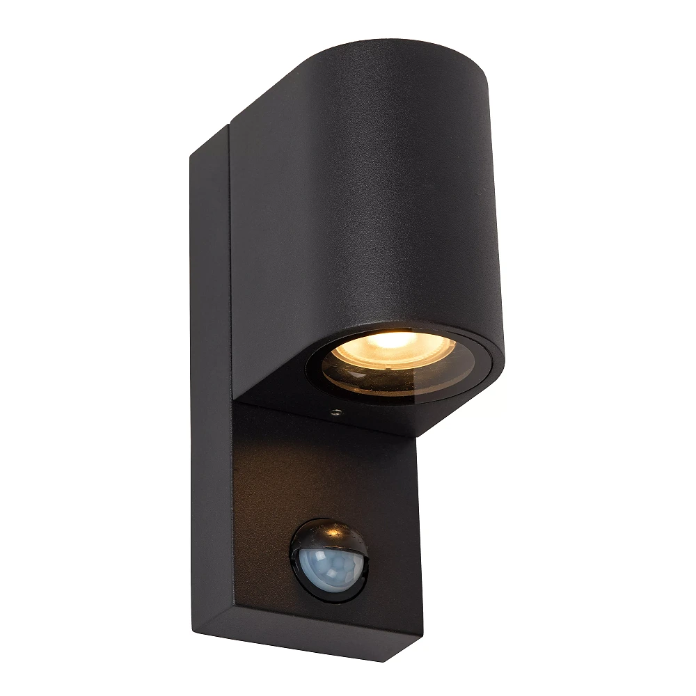 ZARO outdoor wall spotlight 1xGU10 with motion sensor Black (Lucide)