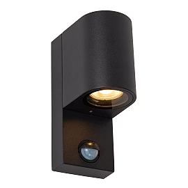 ZARO outdoor wall spotlight 1xGU10 with motion sensor Black (Lucide)