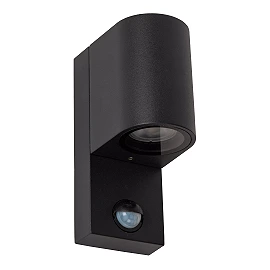 ZARO outdoor wall spotlight 1xGU10 with motion sensor Black (Lucide)
