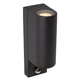 ZARO outdoor wall spotlight 2xGU10 with motion sensor Black (Lucide)