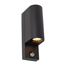 ZARO outdoor wall spotlight 2xGU10 with motion sensor Black (Lucide)