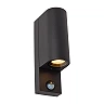 ZARO outdoor wall spotlight 2xGU10 with motion sensor Black (Lucide)