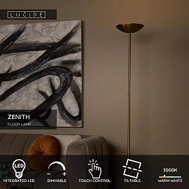 ZENITH floor lamp LED 20W 3000K brass (Lucide)