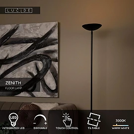 ZENITH floor lamp LED 20W 3000K black (Lucide)