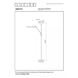 ZENITH floor reading lamp LED 20W + 4W brass (Lucide)