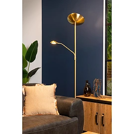 ZENITH floor reading lamp LED 20W + 4W brass (Lucide)