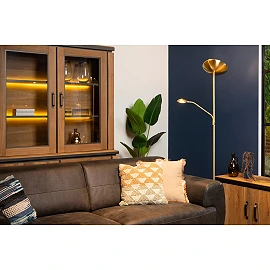 ZENITH floor reading lamp LED 20W + 4W brass (Lucide)