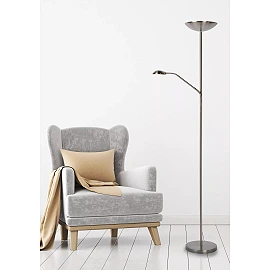 ZENITH floor reading lamp LED 20W + 4W satin chrome (Lucide)