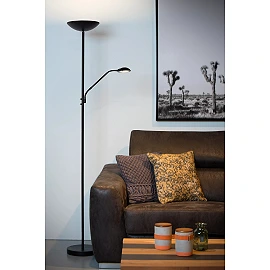 ZENITH floor reading lamp LED 20W + 4W black (Lucide)