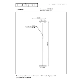 ZENITH floor reading lamp LED 20W + 4W black (Lucide)